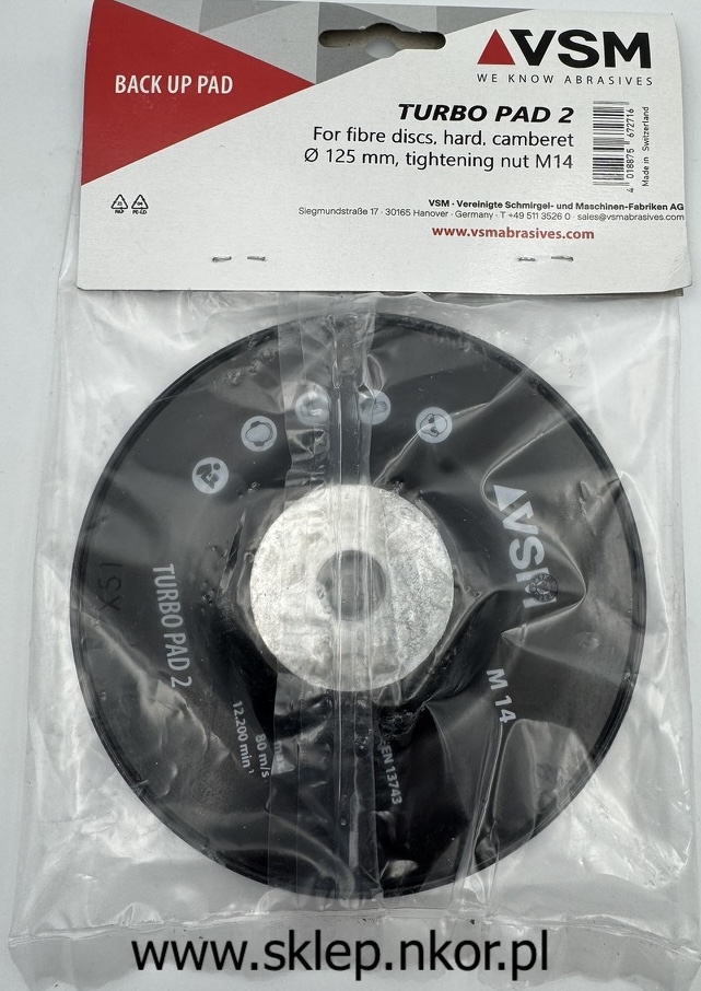 Podkładka pod dysk fibrowy VSM 125 mm-M14 TURBO PAD 2