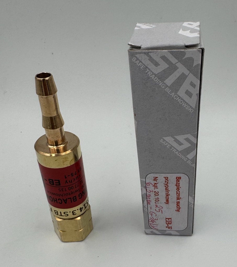 Bezpiecznik przypalnikowy do gazów palnych EBp-F6,3 mm-3/8 LH g.w. SAFE TRADING