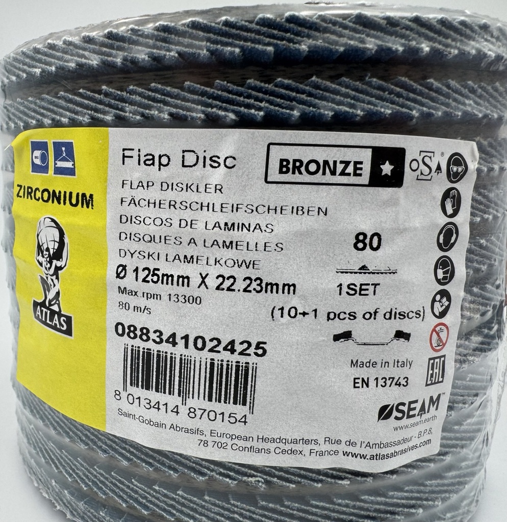 Dyski lamelkowe 125 x 22 P80 Atlas Bronze